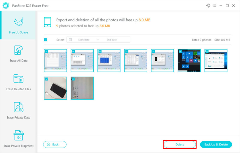 permanently delete iphone photos by panfone step 3