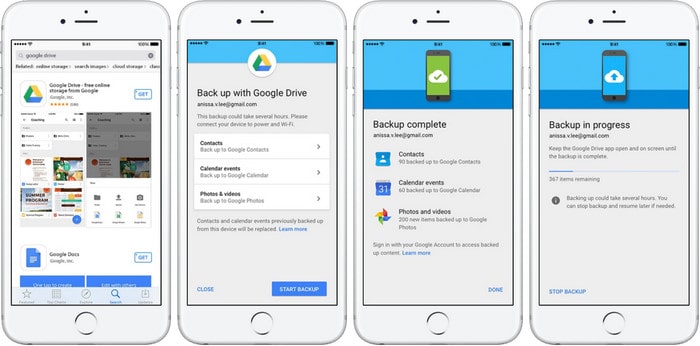 backup iPhone contacts to Google Drive