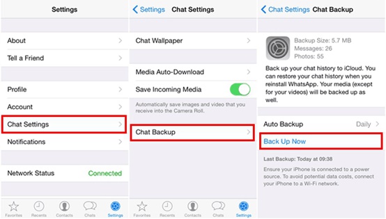 backup WhatsApp messages from iPhone to iCloud
