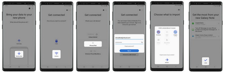 Transfer iPhone data by using Samsung Smart Switch