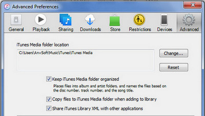 iTunes preference