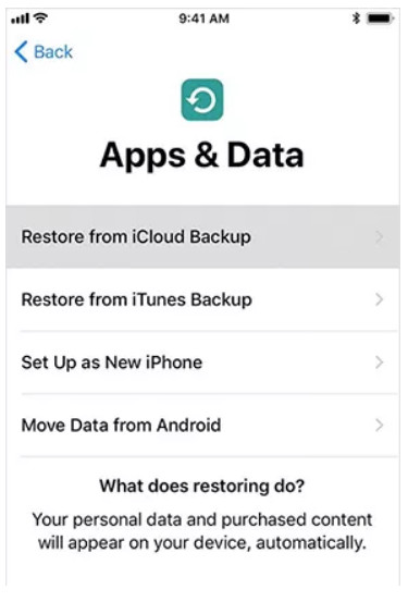 recover iPhone data using iCloud