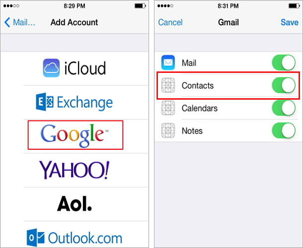 sync iPhone contacts to Gmail