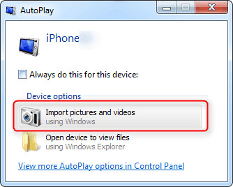 move photos from iPhone to Windows 7