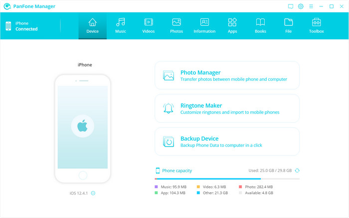 iPhone manager interface